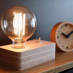Wood Desk Lamp With Edison Bulb - Handcrafted Wooden - thumbnail 2