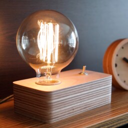 Wood Desk Lamp With Edison Bulb - Handcrafted Wooden - thumbnail 1