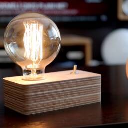 Wood Desk Lamp With Edison Bulb - Handcrafted Wooden - thumbnail 3