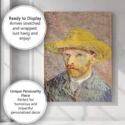 Post Impressionist Straw Hat Portrait Colourful Expressionist Artwork Canvas Wall Art Print Decor Picture Ready To Hang - thumbnail 3