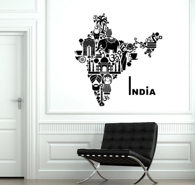Wall Vinyl Decal India Symbols Indian Peninsula Guaranteed Quality Decor 2022Di - image 1