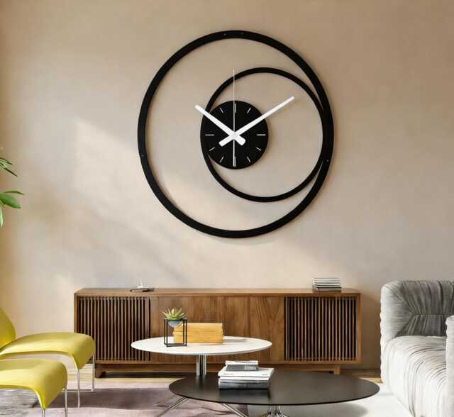 Modern Spiral Metal Wall Clock, Black Minimalist Geometric Large Decorative Unique Silent Clock Gift, Art - image 1