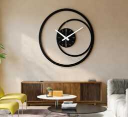 Modern Spiral Metal Wall Clock, Black Minimalist Geometric Large Decorative Unique Silent Clock Gift, Art - thumbnail 1