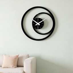 Modern Spiral Metal Wall Clock, Black Minimalist Geometric Large Decorative Unique Silent Clock Gift, Art - thumbnail 2