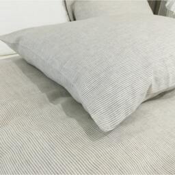 Natural Linen Ticking Stripe Duvet Cover Set, Ticking Striped Duvet Cover & Pillow Covers, Bedding - thumbnail 3