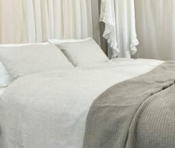 Natural Linen Ticking Stripe Duvet Cover Set, Ticking Striped Duvet Cover & Pillow Covers, Bedding - thumbnail 1