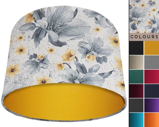 Floral Lampshade Silver & Grey Flower Light Shade