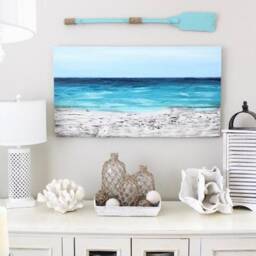 Reclaimed Wood Beach Painting - Tropical Ocean Art, Coastal Decor - thumbnail 3