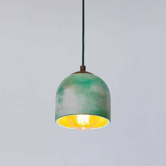 Moss Effect Pendant Lamp, Concrete Light, Green Stone Chandelier, Raw Home Decor - image 1