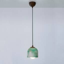 Moss Effect Pendant Lamp, Concrete Light, Green Stone Chandelier, Raw Home Decor - thumbnail 2