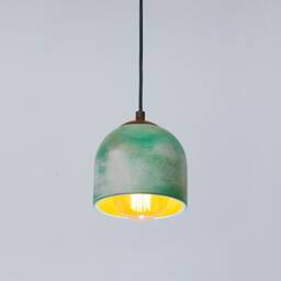 Moss Effect Pendant Lamp, Concrete Light, Green Stone Chandelier, Raw Home Decor - thumbnail 1