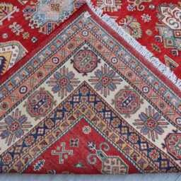 7x10 Ft Kazak Hand Knotted Area Rug, Afghan Red Luxury New Rug, Medallion Geometric Carpet, Rug For Livingroom Carpet - thumbnail 4