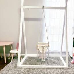 Handmade Macrame Baby Swing Neutral Nursery Decor - thumbnail 2