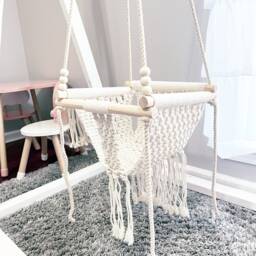 Handmade Macrame Baby Swing Neutral Nursery Decor - thumbnail 4