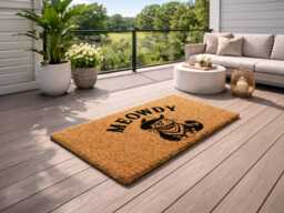 Meowdy Kitten Door Mat - Custom Cowboy Cat Sign Durable Coir Entryway Gift - thumbnail 1