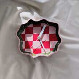 Handmade Striped Ceramic Clock - Red & Pink Wall Decor - thumbnail 4