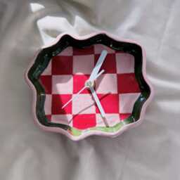 Handmade Striped Ceramic Clock - Red & Pink Wall Decor - thumbnail 3