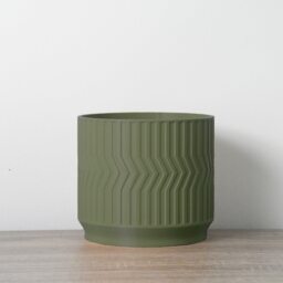 "Sedona Planter With Drainage & Saucer in Army Green, Unique 3D-Printed Plant Pot, Small To Large Sizes 4"" 5"" 6"" 7"" 8" - thumbnail 2