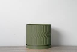 "Sedona Planter With Drainage & Saucer in Army Green, Unique 3D-Printed Plant Pot, Small To Large Sizes 4"" 5"" 6"" 7"" 8" - thumbnail 1