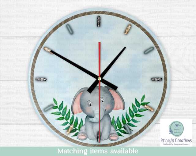 Safari Jungle Animal Clock, 20 cm Glass Wall Childrens Bedroom Decor - image 1