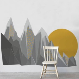 Sunset Mountains Wall Decal, Removable, Self Adhesive Decor For Kids Room, Nursery, Repositionable, Peel & Stick, Wall Sticker #64 - thumbnail 2