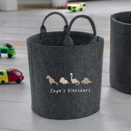 Personalised Dinosaur Toy Storage, Tub, Storage Basket, Box, Baby Shower Gift, Baby Nursery, Blanket Neutral Dinosaurs Any Text - thumbnail 2