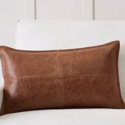 Leather Throw Pillow-Home Decor-Rustic Farmhouse-Decorative Pillows-Fine Cushion-Brown-Accent Pillow-Lambskin - thumbnail 3