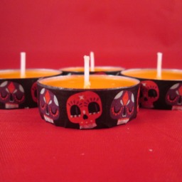 Halloween Tealights, Candles, Washi Tea Light, Skull Candles, Decorated Decorated Tealight, Gift Cocktail Candles - thumbnail 3