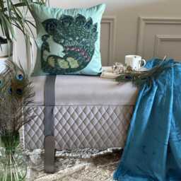Blue Art Silk Beaded Birds Pattern Traditional Style Throw Pillow Cover - Peacock Glam - thumbnail 2
