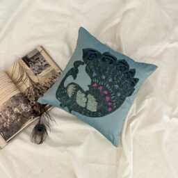 Blue Art Silk Beaded Birds Pattern Traditional Style Throw Pillow Cover - Peacock Glam - thumbnail 3