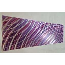 Modern Abstract Metal Wall Art, Purple, Pink & Silver. Indoor/Outdoor Decor - thumbnail 1