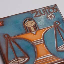 Libra Zodiac Sign Ceramic Art Tile Wall Decor Personalized Gift For Lawyer Handpainted Air Element Law Student Birthday Present Stars - thumbnail 2