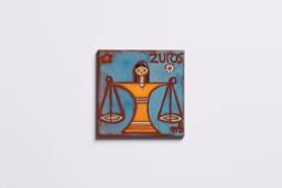 Libra Zodiac Sign Ceramic Art Tile Wall Decor Personalized Gift For Lawyer Handpainted Air Element Law Student Birthday Present Stars - thumbnail 1