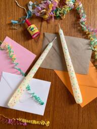 Hand Painted Sprinkles Tapered Candle - Party Celebration Decor - thumbnail 1