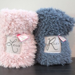 Faux Fur Baby Blanket Lovey Personalized Name Double Sided Llama Fur Gift Rose Ivory Grey Newborn Plush Photo Prop Toddler - thumbnail 2