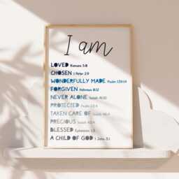 Christian Affirmation Print, Wall Art, Boys Nursery Bedroom Decor, Bible Verse Child Of God, Print - thumbnail 1