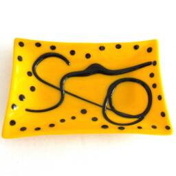 Glass Soap Trinket Dish Yellow Black Large Soapdish Fused Art Studio Kiln Fired Bathroom Accessories Home Decor Dawn Of Creation - thumbnail 2