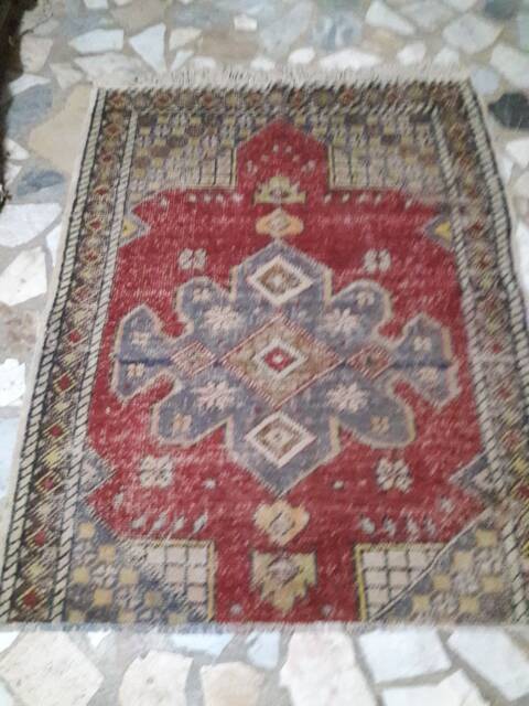 Vintage Oushak Rug Handmade Turkish Area Rug - 4.92x3.87Ft - image 1