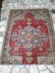 Vintage Oushak Rug Handmade Turkish Area Rug - 4.92x3.87Ft - thumbnail 1