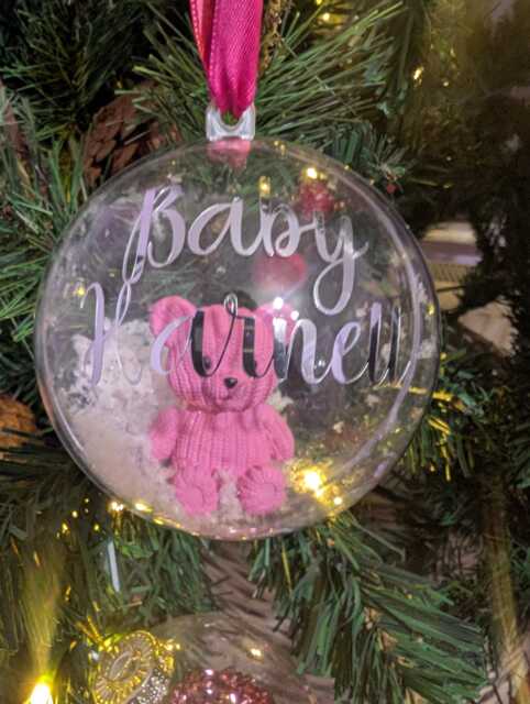 Personalised Bear Bauble, 1st Christmas Decoration, Baby First Gift, Bauble Gift - image 1