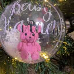 Personalised Bear Bauble, 1st Christmas Decoration, Baby First Gift, Bauble Gift - thumbnail 3