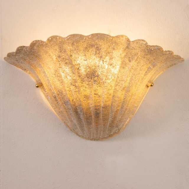 Glass Wall Sconce Fan-Shaped Vintage Murano Style - Antique Gray Made in Italy - image 1