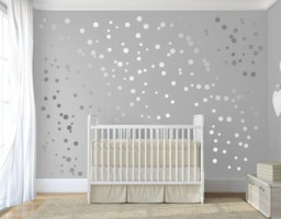 Silver Polka Dot Wall Stickers Stick On Wall Art Vinyl Decal Circles Set For Baby Nursery Bydecalisland-Sd 092 - thumbnail 1