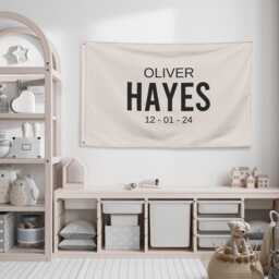Custom Name Banner, Baby Flag, Nursery Sign, Personalized Boho Decor, Wall Tapestry, Fabric Banner - thumbnail 4