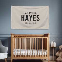Custom Name Banner, Baby Flag, Nursery Sign, Personalized Boho Decor, Wall Tapestry, Fabric Banner - thumbnail 2