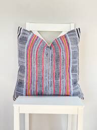 Indigo Neutral Tribal Hemp Hand Woven Natural Dye Color Lumbar Pillow Cover - thumbnail 1