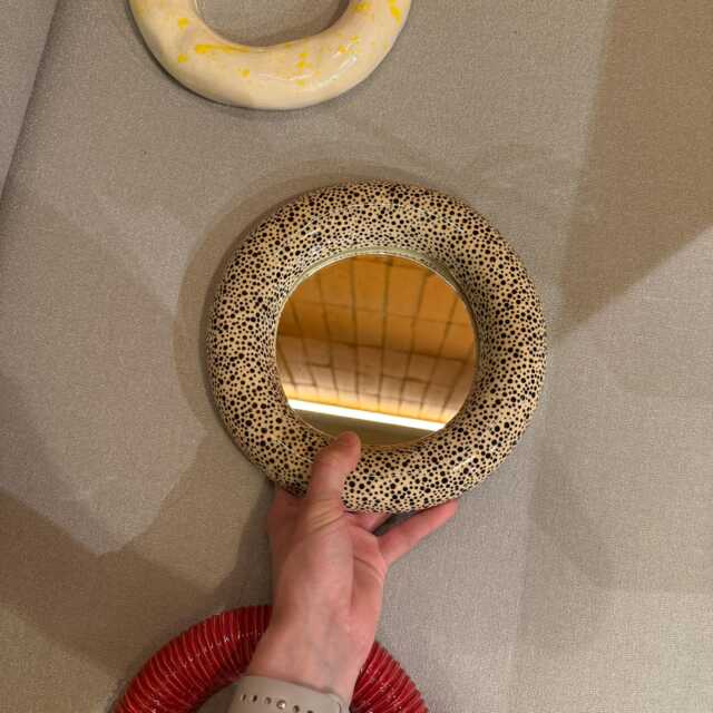 Handmade Ceramic Round Wall Mirror, Modern Art Decor, Boho Mirror - image 1