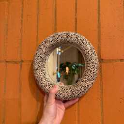 Handmade Ceramic Round Wall Mirror, Modern Art Decor, Boho Mirror - thumbnail 2