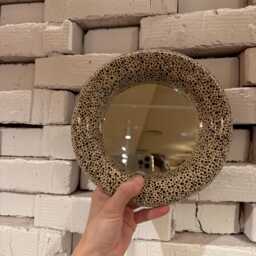 Handmade Ceramic Round Wall Mirror, Modern Art Decor, Boho Mirror - thumbnail 4