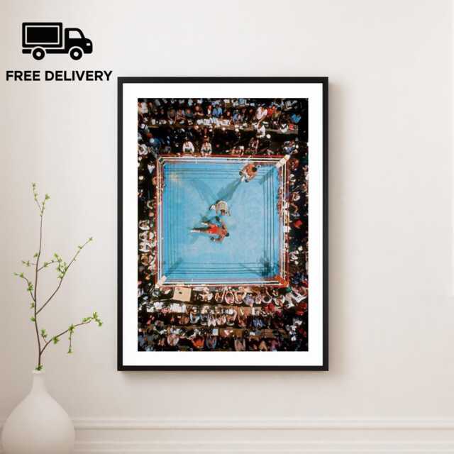 Muhammad Ali Aerial Ring Print, Boxing Motivational Poster, Fine Art Photography Wall Art, Sports Fan Gift, Wba Black & White Print - image 1